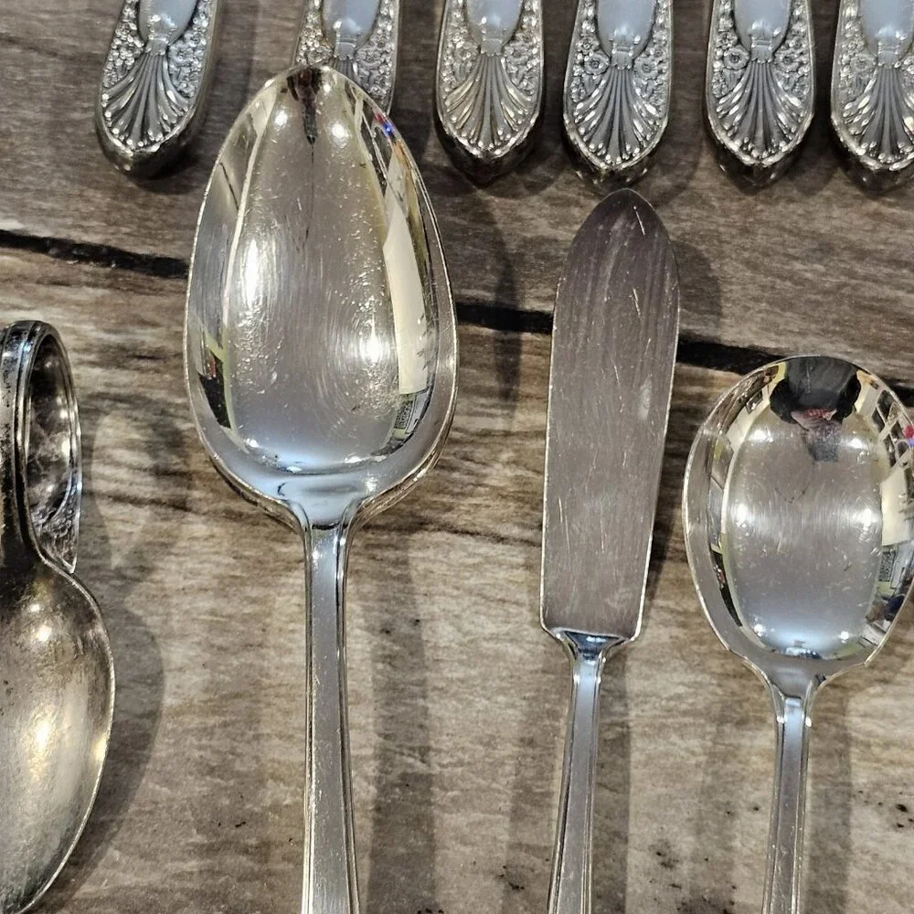 VTG Crown Radiance Silver Plate Flatware  Set 6 Settings Art‎ Deco 23 Pieces